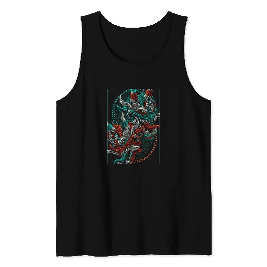 Dragon Pet Two headed twin devil japanese dragon asian inspired Tank Tops