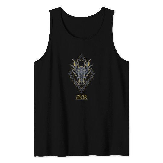 Dragon Pet House of the Dragon Diamond Design Skull Silhouette Tank Tops
