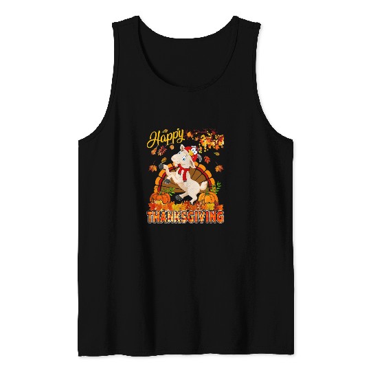 Goats Pet Happy Thanksgiving Goats Wearing Turkey Costume Fall Leaves Tank Tops