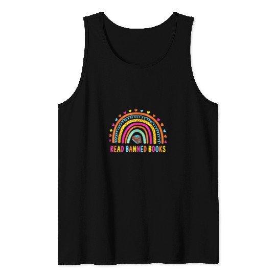 Book Fun I Read Banned Books vintages Rainbow Reading Tank Tops