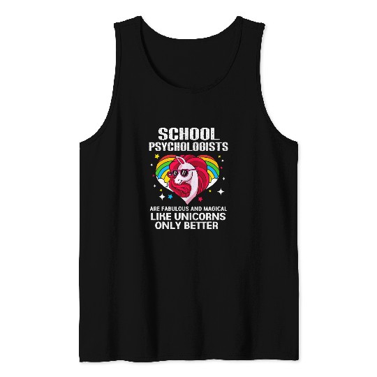Unicorn Pet School Counselor Unicorn Funny School Psychologist Tank Tops