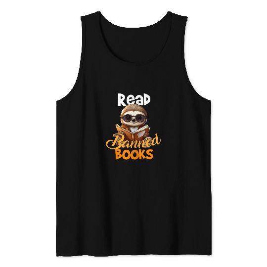 I Read Banned Books Week Librarian Reader Men Woman Sloth Tank Tops
