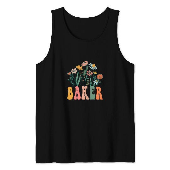Retro Groovy floral Baker Wildflower Tees For Women Tank Tops