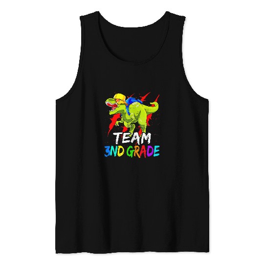 Dinosaur Pet Teacher Team 3nd Grade Dinosaur T rexs Back To School Tank Tops