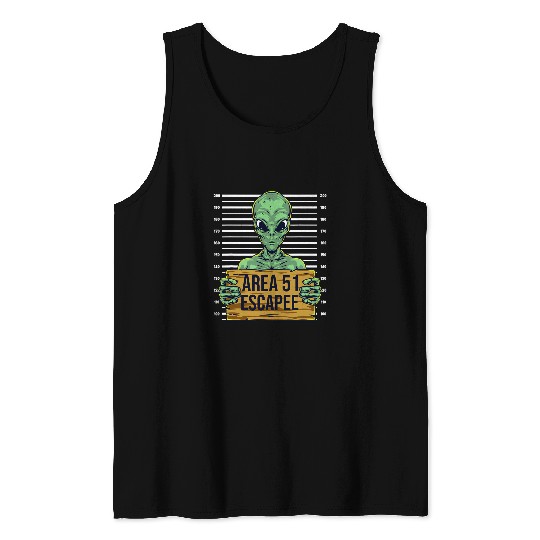 Aliens UFO Area 51 Funny Alien Escape Prison Believe Alien UFO Costume Tank Tops