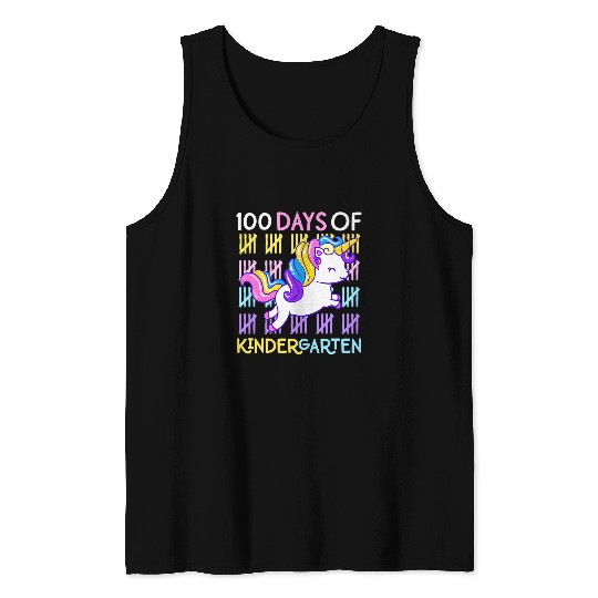 Unicorn Pet 100 Days of Kindergarten Unicorn Teacher Girls Toddler Kids Tank Tops