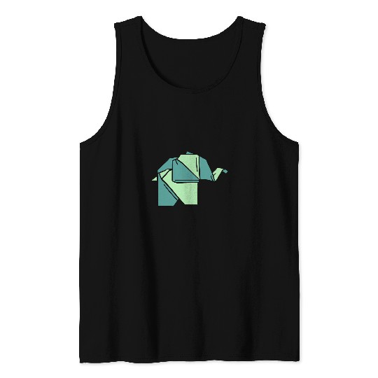 Elephant Mammal Origami Elephant Animals Japan Folding Art Tank Tops
