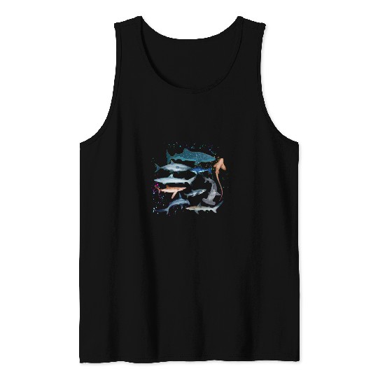 Shark Pet Types Of Shark Identification 2Shark Faces 2Shark Art Tank Tops