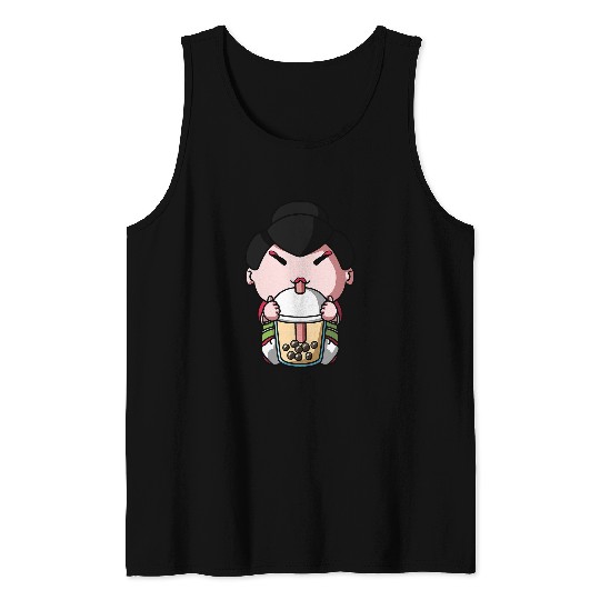 Kawaii Geisha Boba Milk Tea Bubble Tea Anime Tank Tops