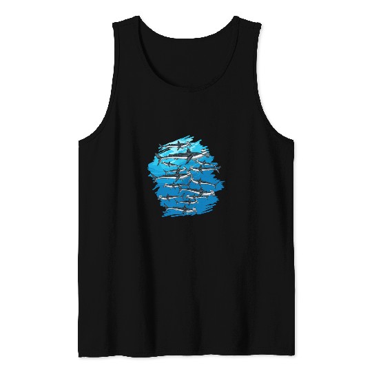 Shark Pet Marine Life Underwater Swarm Hammerhead Tank Tops