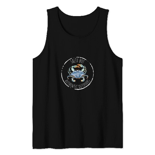 Fishing Fun Salty Boy Salty Attitude Funny Fishing Crab Fishing Salty Tank Tops