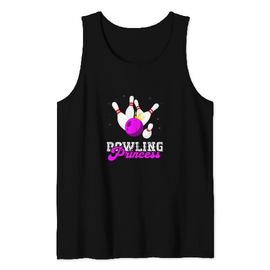 Sport Bowling Princess Crown Bowling Pin Strike Bowler Bowling Tank Tops