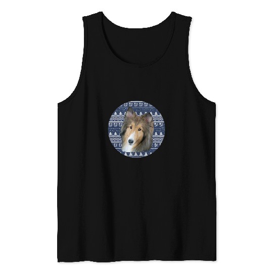 Shetland Sheepdog Pet Beautiful Sable Shetland Sheepdog With Argyle Background Tank Tops