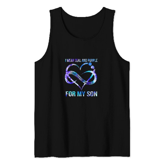 suicides Prevention 988 Ribbon I Wear Teal Purple For Son Tank Tops