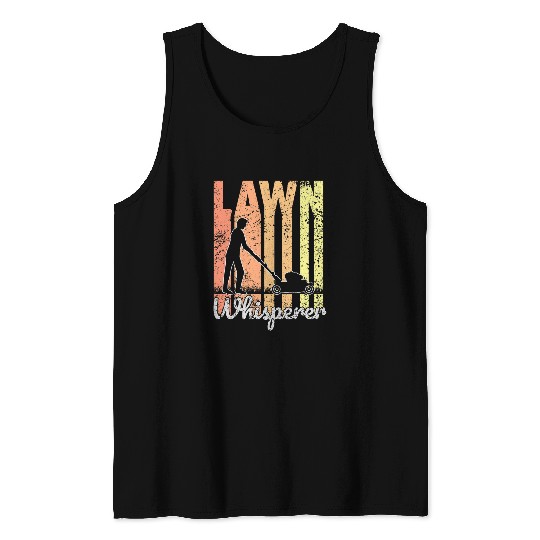 Lawn Mower Fun Mens Lawn Care Retro for a Gardener Tank Tops