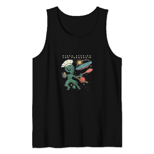 Aliens UFO Funny Flat Earth Society Chef Tank Tops