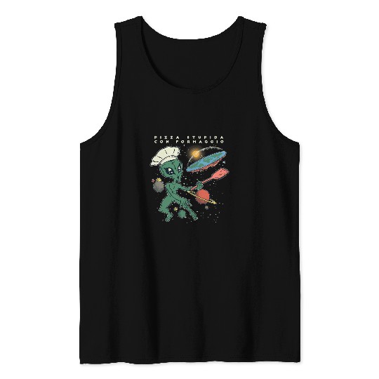 Aliens UFO Funny Flat Earth Society Chef Tank Tops