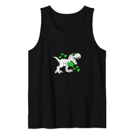 Dinosaur Pet Cute St Patricks Day Dinosaur vintages Trex Toddler Boy retro Tank Tops