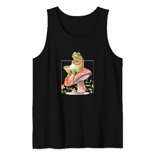 Frog Pet Cottagecore Kawaii Frog Sitting On Mushroom Fungi Goblincore 17 Tank Tops