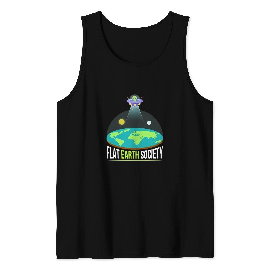 Aliens UFO Funny Flat Earth Society 2Alien Tank Tops
