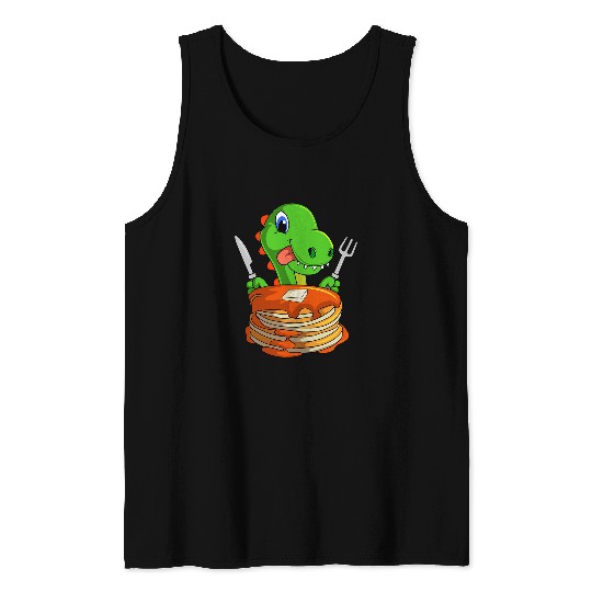 Dinosaur Pet Pancakes Waffle Dinosaur Breakfast Flapjack Trex Food Tank Tops