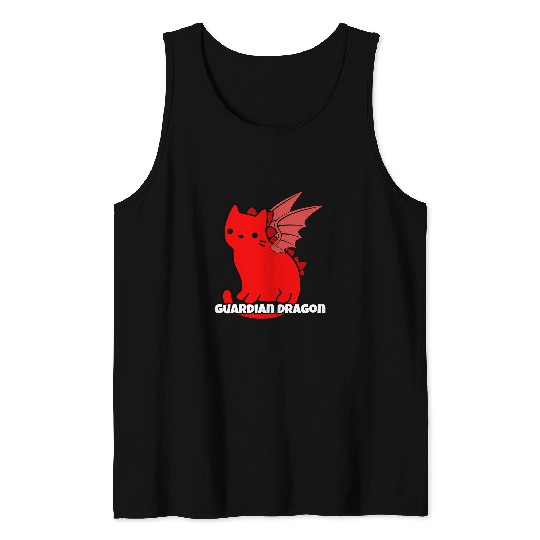 Dragon Pet Guardian Kitty Dragon Coral Tank Tops