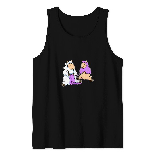 Llama Pet Funny Llama Alpaca Knit Sheep Wool Knitting Lama Guanaco Sew Tank Tops