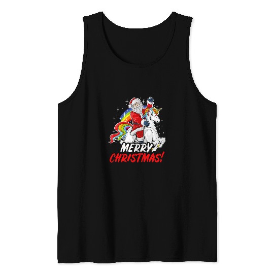 Unicorn Pet Santa Claus Christmas Holiday Tank Tops