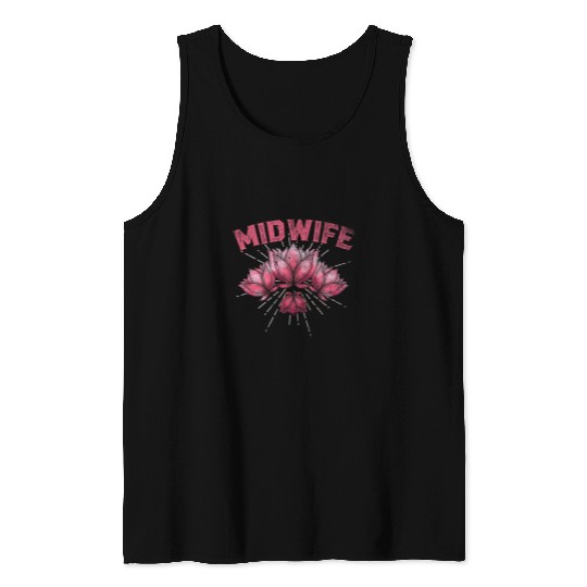 Lotus Flowers Midwifery Doula Birthing Women Floral Midwife Tank Tops