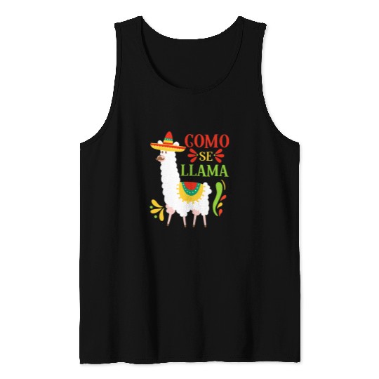 Llama Pet Como Se Cute Llama Sombrero Cinco De Mayo Cactus Tacos Tank Tops
