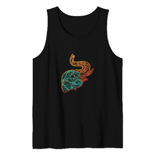 Elephant Mammal Ornaments Elephant Yoga Mandala Elephants Wildlife Tank Tops