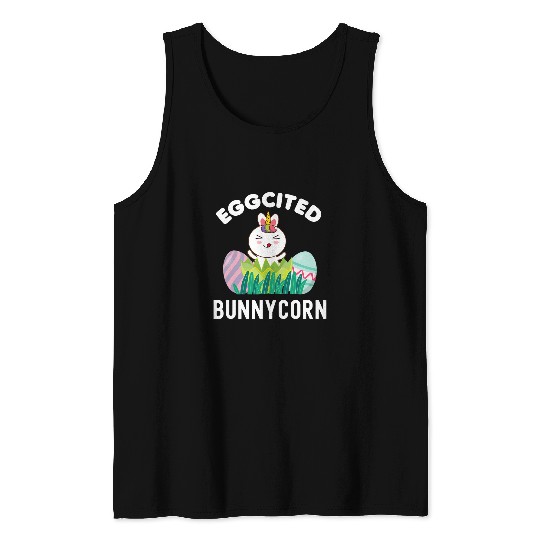 Unicorn Pet Kids Eggcited Bunnycorn Cute Unicorn Bunny Easter Egg Hunting Tank Tops