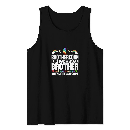 Unicorn Pet Funny Brothercorn Brother More Awesome Unicorn Rainbow Tank Tops