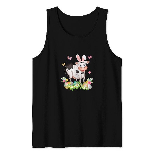 Cow Pet bunny cow happy easter day lover egg hunt lovely cute Tank Tops