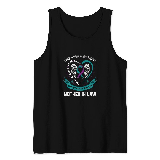 suicides Prevention 988 Ribbon In Memory Of My Mother In Law Back Graphic Tank Tops
