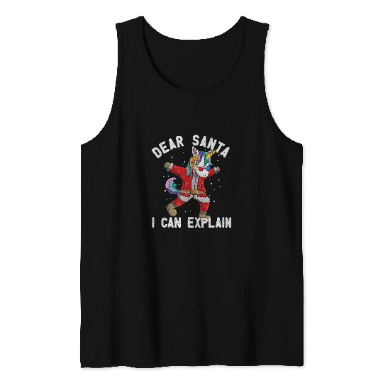 Unicorn Pet Dear Santa I Can Explain Dancing Unicorn Christmas Pajama Tank Tops