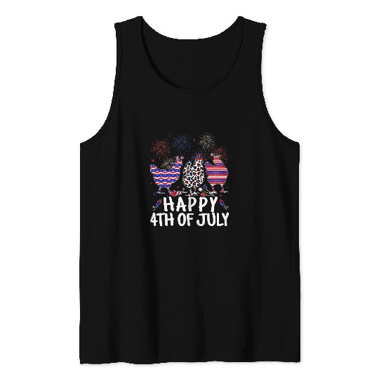 Chicken Pet USA Flag Funny Chicken 4th Of July Patriotic Women Men Tank Tops
