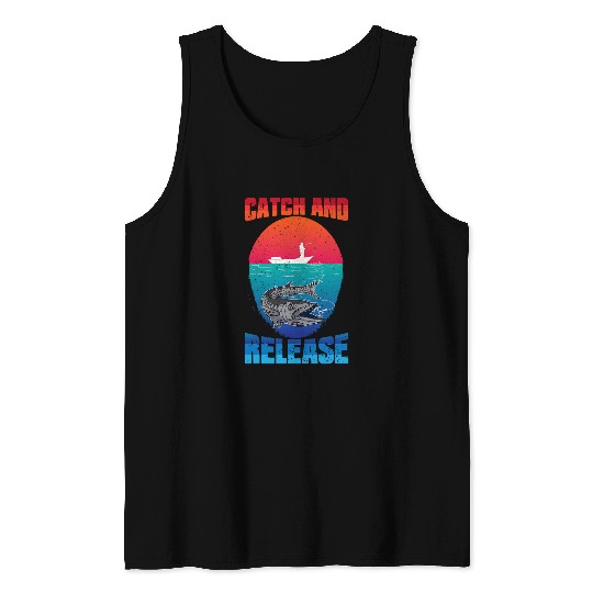 Fishing Fun from Boat Catch and Release Tank Tops