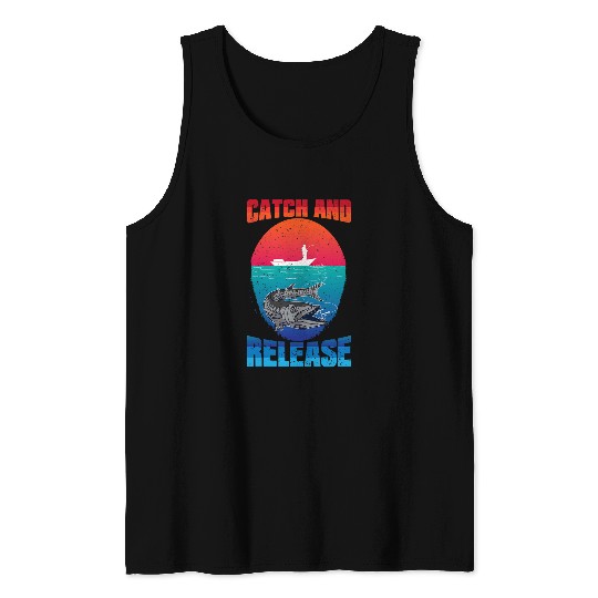 Fishing Fun from Boat Catch and Release Tank Tops