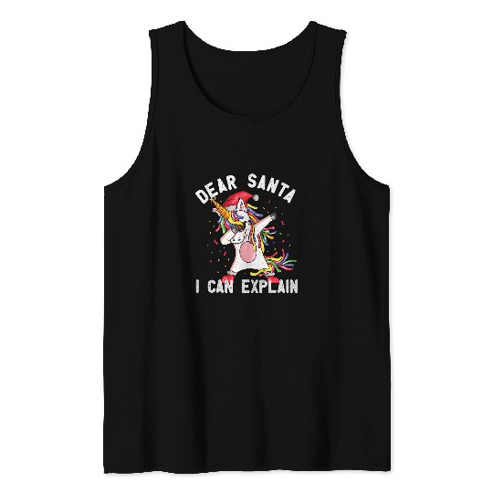 Unicorn Pet Dear Santa I Can Explain  Unicorn Christmas Pajama 5 Tank Tops