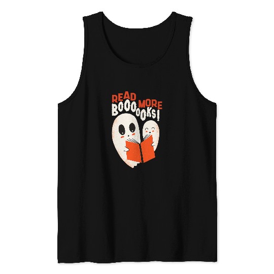Book Fun Cute BOO Read More Book Librarian English Teacher Halloween Tank Tops