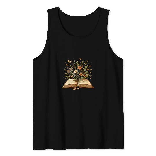 Book Fun Cottagecore Wildflowers Aesthetic Bookworm 2 Tank Tops