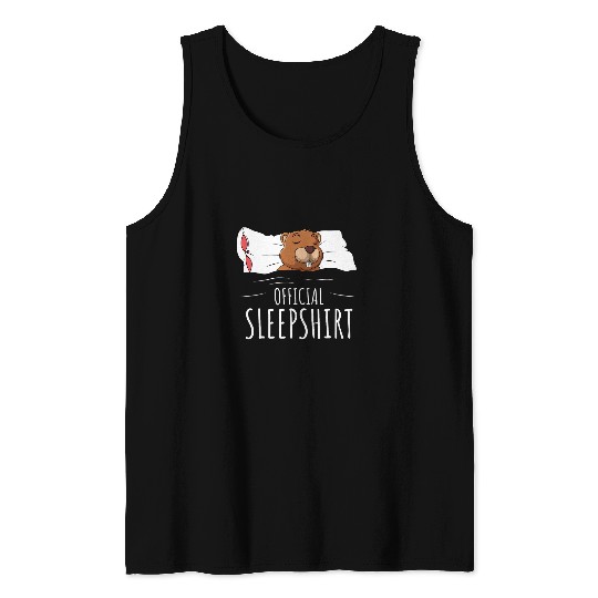 Beaver Pet Sleeping Beaver Lover Official Sleep Tank Tops