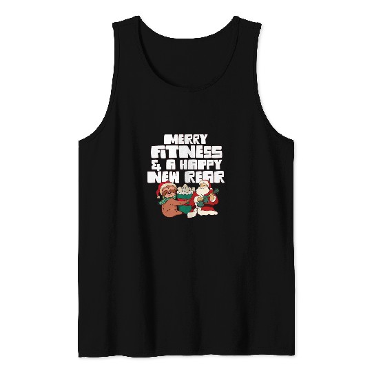 Merry Fitness And A Happy New Rear Gym Christmas Workout Tank Tops