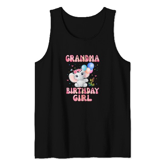 Elephant Mammal Grandma of The Birthday Girl  Elephant Gigi Mimi 1st Tank Tops