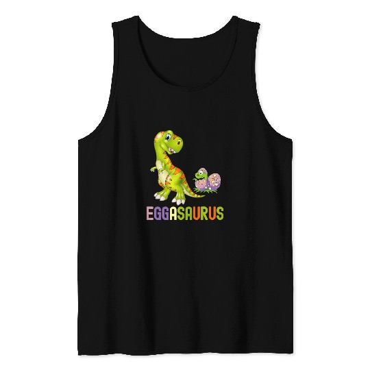 Dinosaur Pet Cute Eggasaurus Stegosaurus Egg Dinosaur Happy Easter TRex Tank Tops