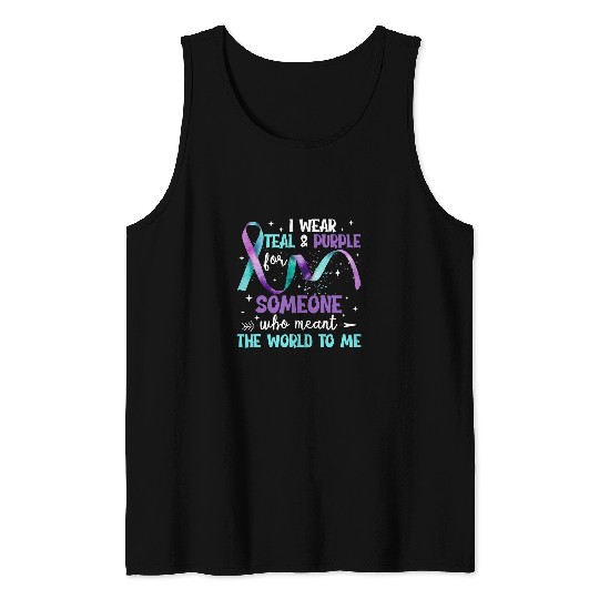 suicides Prevention 988 Ribbon I Wear Teal 2Purple For Someone I Love Tank Tops