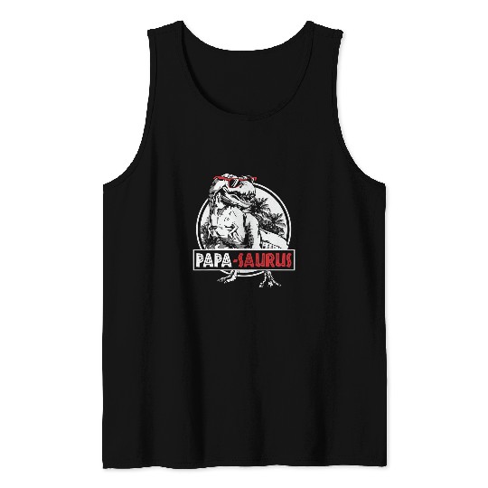 Dinosaur Pet papasaurus t rexs papa saurus dinosaur men dad daddy Tank Tops