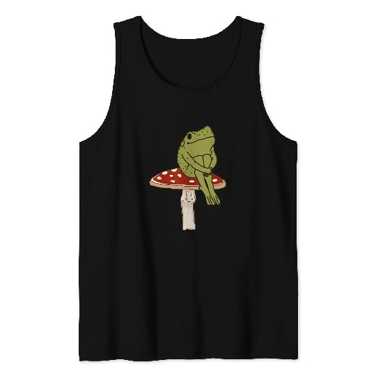 Frog Pet Cottagecore Kawaii Frog Sitting On Mushroom Fungi Goblincore 6 Tank Tops