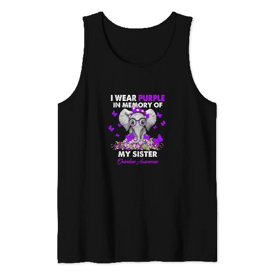 Elephant Mammal Overdose Awareness I Wear Purple For My Sister Tank Tops